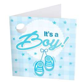 It's a Boy - Voetje - Blauw  - Small Folie Ballon incl. kaartje - 6 inch / 15 cm