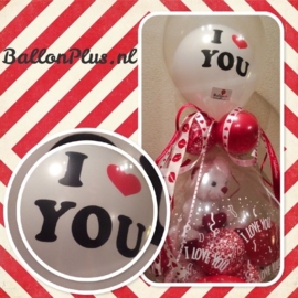 Cadeau - Kado Ballon -Harten /I Love You - Latex Topballon