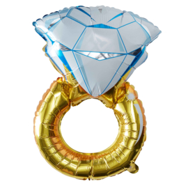 Diamante Huwelijks Ring- Folie Ballon - 32 Inch/81x50 cm