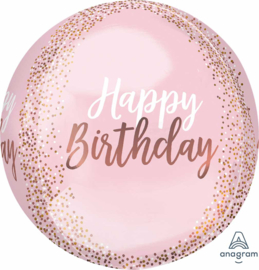 Happy Birthday- Ronde Roze Confetti Print Ballon - 15x16 Inch/38x40cm