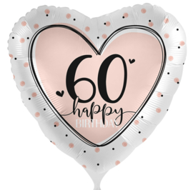 60 Happy Birthday - Hart Folie Ballon - 17 inch/43cm