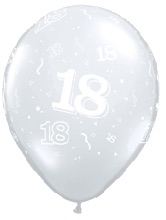 18 - Nummer - Doorzichtige - latex ballon - 11 Inch. / 27,5cm