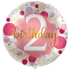 2 Birthday - Roze Folie Ballon - 17 Inch/43 cm