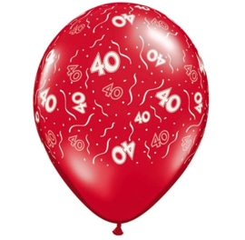 40 - Nummer - Rood - latex ballon - 11 Inch. / 27,5 cm