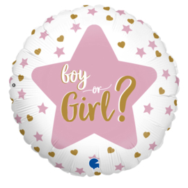 Boy or Girl?Folie ballon - Rond - 2 Kanten bedrukt - 18 inch/46 cm -Gender Reveal Party
