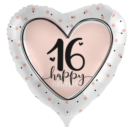 16 Happy Birthday - Hart Folie Ballon - 17 inch/43cm