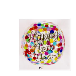 Happy New Year - Confetti print -Div. kleuren - Folie ballon - 15 X 16 Inch / 38 X 40 cm