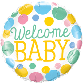 Welcome Baby - Folie Ballon - Rose/Blauw/Geel/Mint- 18 Inch/46 cm