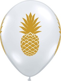 Ananas - Goud /Doorzichtige Latex Ballon - 11Inch /27,5cm - 5 st.