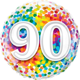 90- Folie Ballon - Diversen Kleuren Confetti opdruk - 18 Inch. / 46 cm