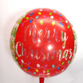 Merry Christmas - Kerstboom / Lampjes - Rood / Groen - Orbz Ballon - 15x16 Inch/38x40 cm