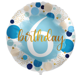 6 Birthday- rond blauw Folie Ballon - 17 Inch/43 cm