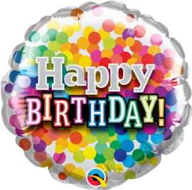 Happy Birthday!- Regenboog kleuren stippen - 18 inch/46 cm
