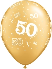 50 - nummer - Goud - latex ballon - 11 Inch/27,5cm