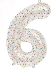 Cijfer - 1 - nummer - Spikkels - Div. Kleuren - Folie ballon (lucht) - 16inch / 40 cm