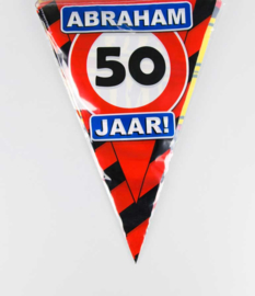 50 - Verkeersbord - Abraham - 50 jaar  - Party Time! - Vlaggenlijn - 10 m