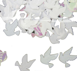Tafel Confetti - Sier Confetti  - Duifjes /sterretjes   Kleur : Irredescent  Gewicht:14gr.