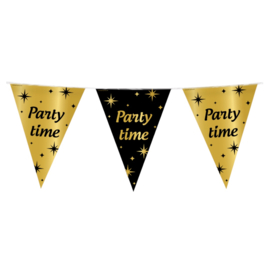 Party Time - Slinger/ Vlaggenlijn - Goud / Zwart - 10 m / 30 cm