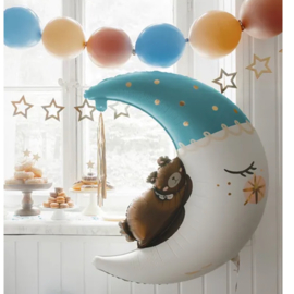 Lieve blauwe maan met Teddy Beer - Baby -Folie Ballon-71x86 cm/28x34 inch geschikt voor babyshower of kraamfeest