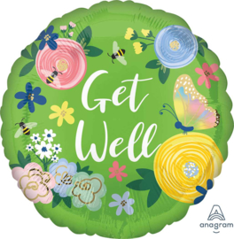 Get Well - Bloemen - Folie Ballon - 17 Inch/ 43 cm