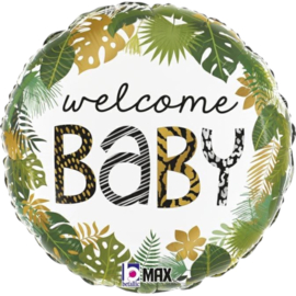 Welcome Baby - Jungle Print Groen - Folie Ballon -18 inch/46cm