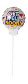 Get Well Soon! -  Small Folie ballon - incl. gratis kaartje -6 inch / 15 cm