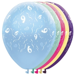 9 - nummer - div. Kleuren -  latex ballon - 11 inch/27,5cm