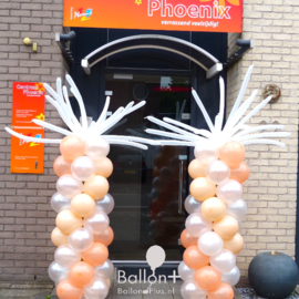Ballonnen pilaar - Classic - Peach, Pearl Wit, Toffee - met sprieten