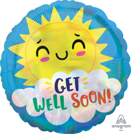 Get Well Soon - Vrolijk Zonnetje -Holographic Folie Ballon - 18 Inch/ 45 cm