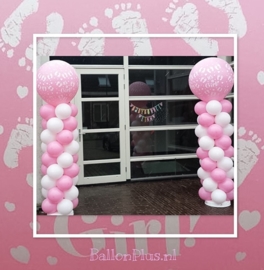 It's a Girl ! -  Baby voetjes/Hartjes - Roze - XXL Latex Ballon - 36 Inch / 90 cm.