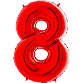 Cijfer - 1,2,3,4,5,6,7,8,9,0, - Rood - XXL Folie Ballon - Nummer - 40inch./102cm