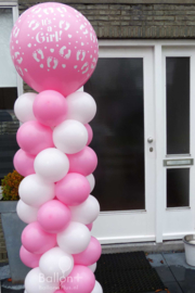 Ballonnen pilaar - standaard - It's a girl! (Roze & Wit)