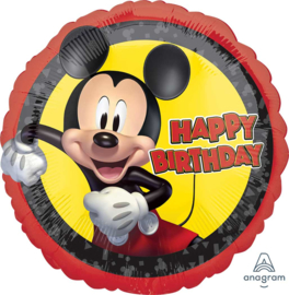 Disney -Mickey Mouse - Happy Birthday Folie Ballon - Rood/Zwart - 17 Inch/43cm