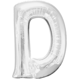 Letter D ballon zilver 86 cm - folieballon letter alfabet helium of lucht