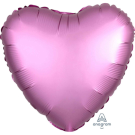 Hart - Satin Luxe Metallic Roze - Folie Ballon - 17 Inch/43 cm