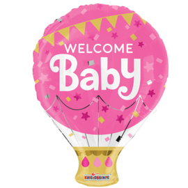Welcome Baby - Luchtballon - Roze - Folieballon - 18 Inch/46 cm