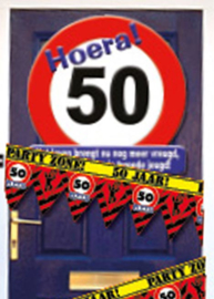 50 - Verkeersbord - 50 jaar  - Party Zone! - Afzetlint - 12m