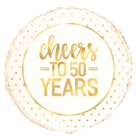 Cheers to 50 Years = Gouden Folie Ballon - Gouden Bruiloft- 50 jaar getrouwd - 18 Inch/ 45 cm