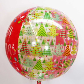 Merry Christmas - Kerstboom / Lampjes - Rood / Groen - Orbz Ballon - 15x16 Inch/38x40 cm