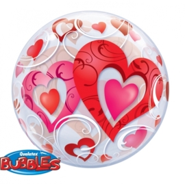 Bubbles ballon - Hartjes - 22 inch/ 56cm