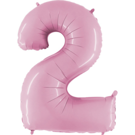 Cijfer ballon baby roze heliumballon groot