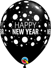 Happy New Year - Rose Goud / Goud / Zwart - Latex Ballon -  11 Inch / 27,5 cm - 5 st.