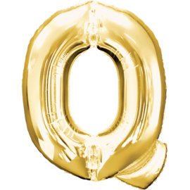 Letter Q ballon goud 86 cm - folieballon letter alfabet helium of lucht
