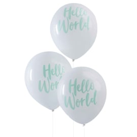 Hello World - Mint opdruk op een witte latexballon - 12 Inch/30 cm - 10 st.