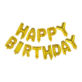 Happy Birthday - Goud - Folie Ballonnen - 16 inch/41cm/ geschikt voor lucht vulling