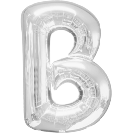Letter B ballon zilver 86 cm - folieballon letter alfabet helium of lucht