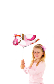 Ooievaar Girl - Folie Ballon - 21 X 9 cm ( lucht)