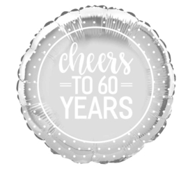 Cheers to 60 Years = Zilveren Folie Ballon - Diamante Bruiloft- 60 jaar getrouwd - 18 Inch/ 45 cm