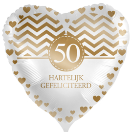 50 Hartelijk Gefeliciteerd - Hart Folie Ballon - 17Inch/43cm