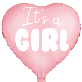 It's a Girl - Roze - Hart Folie Ballon - 18 inch/45cm